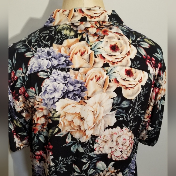 FLORAL PRINT MENS RETRO SHIRT NEW W/TAGS FOREVER21 BOHO VACATION BEACH FEM GAY - Picture 4 of 5